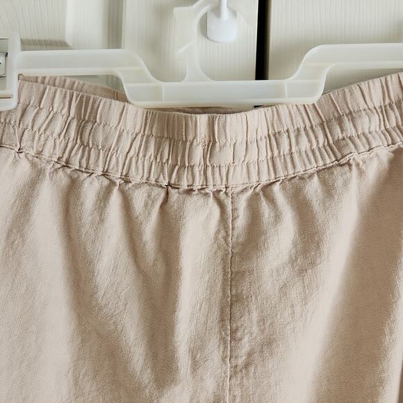 Naturals D&Co Women's Tan Linen Blend Pants Size 2XT Pockets Drawstring Neutral - Picture 3 of 9